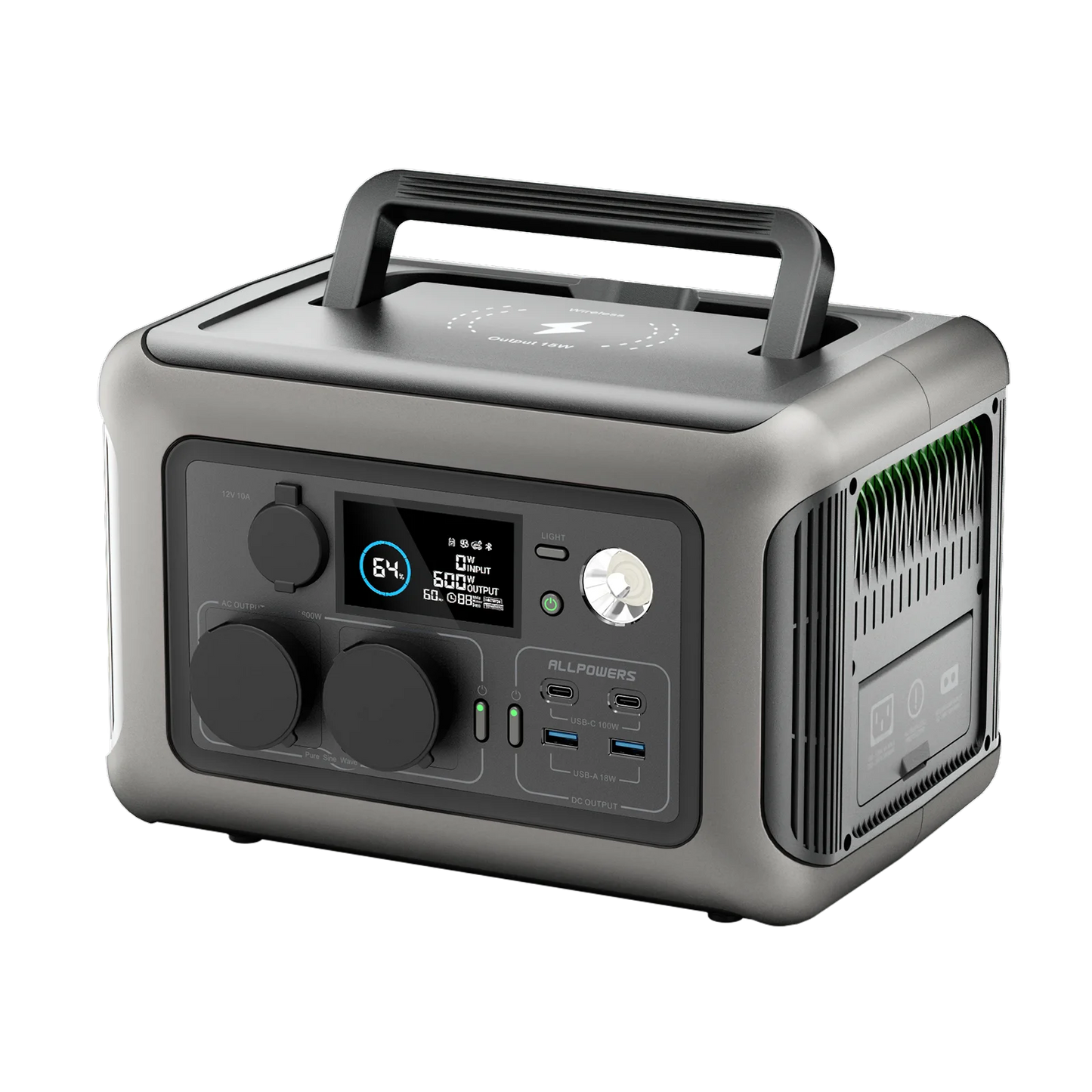 ALLPOWERS Portable Power Station R600, 299Wh LiFeP04 Battery with 2x 600W (1200W Surge) AC Outlets for Outdoor Camping RV Home