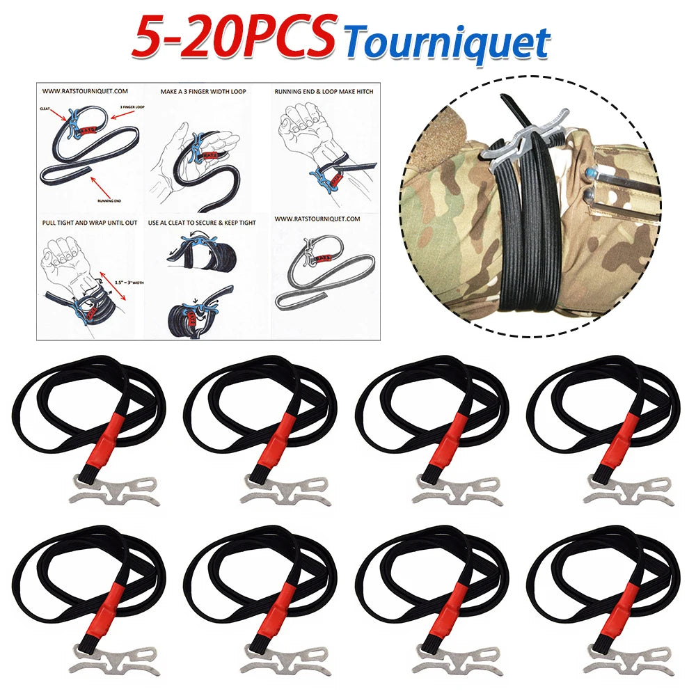 5-20PCS First Aid Elastic Ropes Fast Hemostasis EDC Tourniquet Tools Belt Survival Equipment Combat Application Outdoor EDC Gear