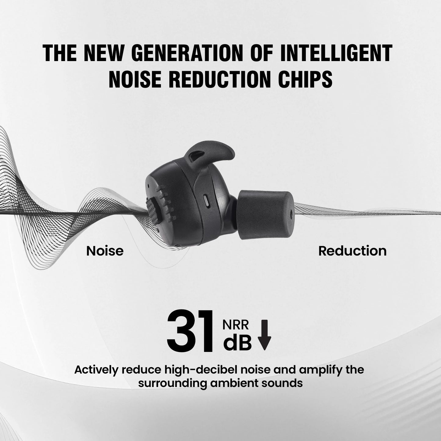 ARMNEXTShooting Earplugs ANC NRR27dBTactical Bluetooth Earbuds with Active Noise Cancelling for Hunting Military Ear Protection