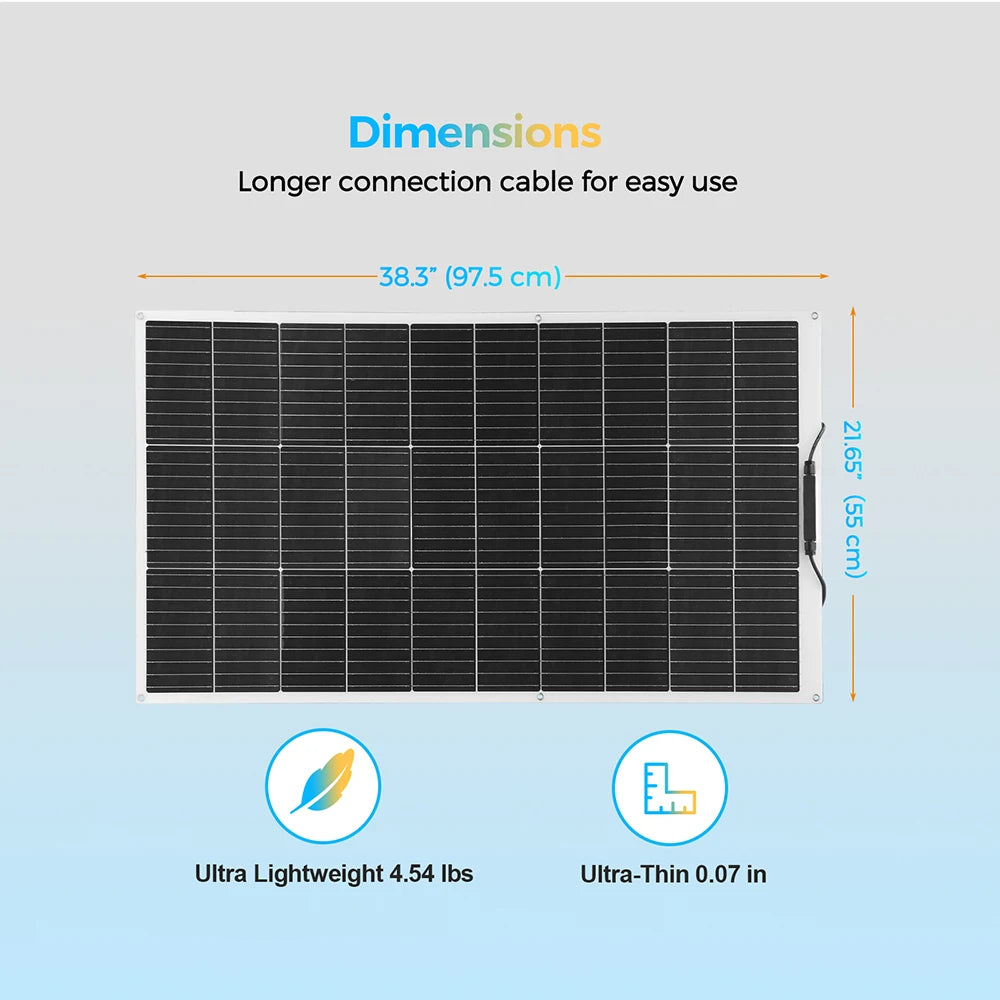 200W 100W Mono Flexible Solar Panel 20A/10A Solar Controller Module for Car RV Boat Home Roof Vans Camping 12V 24V Solar Battery