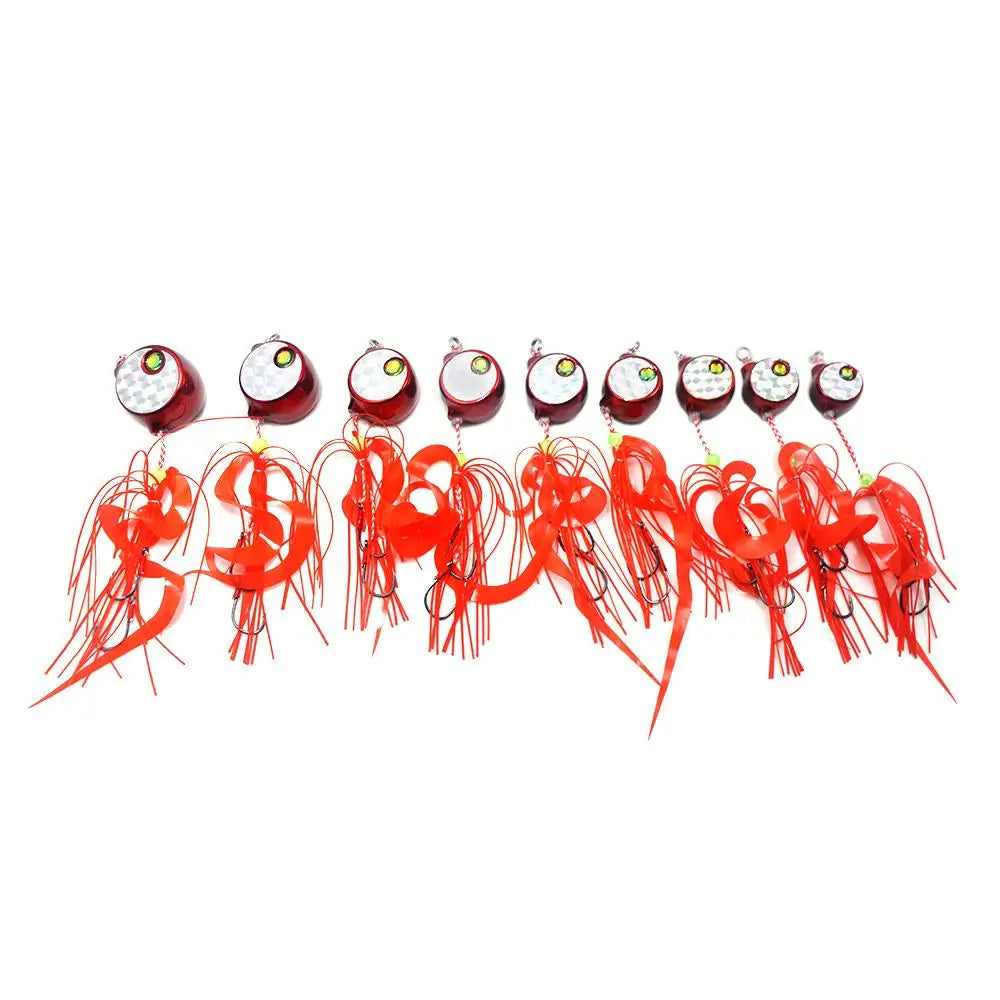 4pcs Metal and Soft Skirt Fishing Lure Madai Jigs 3oz 3.75oz Double Hook Mixed Color Snapper Slider Jigs