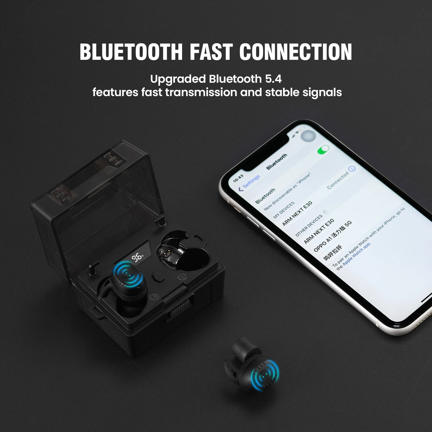 ARMNEXTShooting Earplugs ANC NRR27dBTactical Bluetooth Earbuds with Active Noise Cancelling for Hunting Military Ear Protection