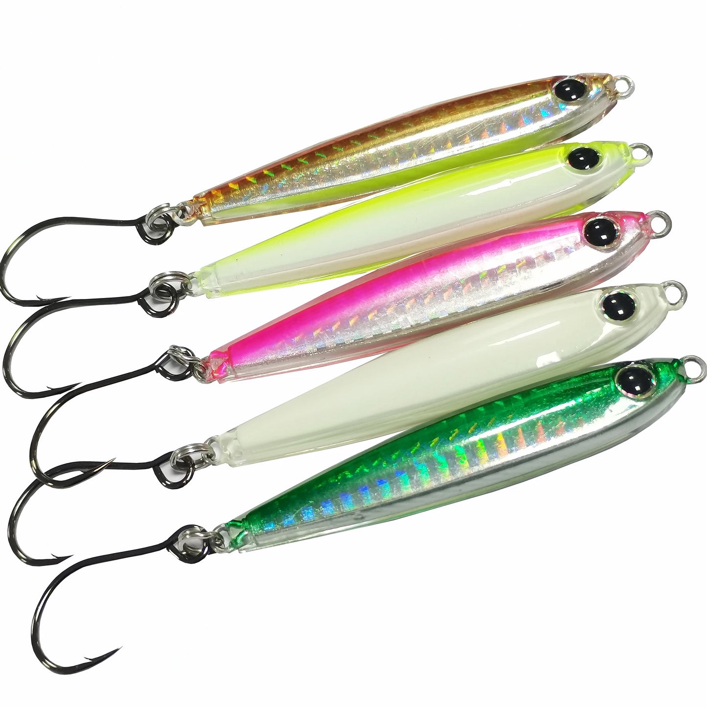 5pcs Epoxy Resin Jigs Epoxy Fishing Jig Lure  Mixed Colors with Strengthen Single Hook Great for Striped Bass Tuna and Game Fish