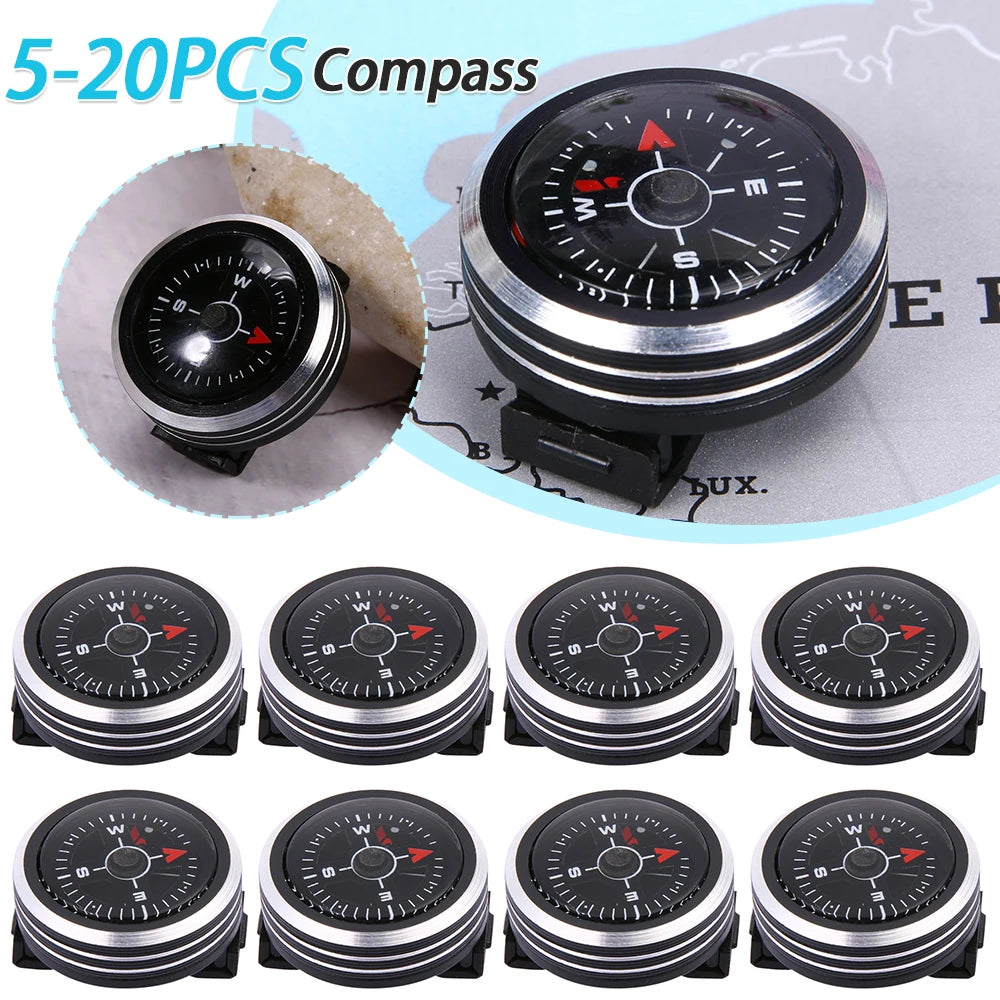 5-20PCS Mini Watch Strap Button Compass Aluminum Alloy Wristwatch Type Navigation Compass Practical Survival Tool for Climbing