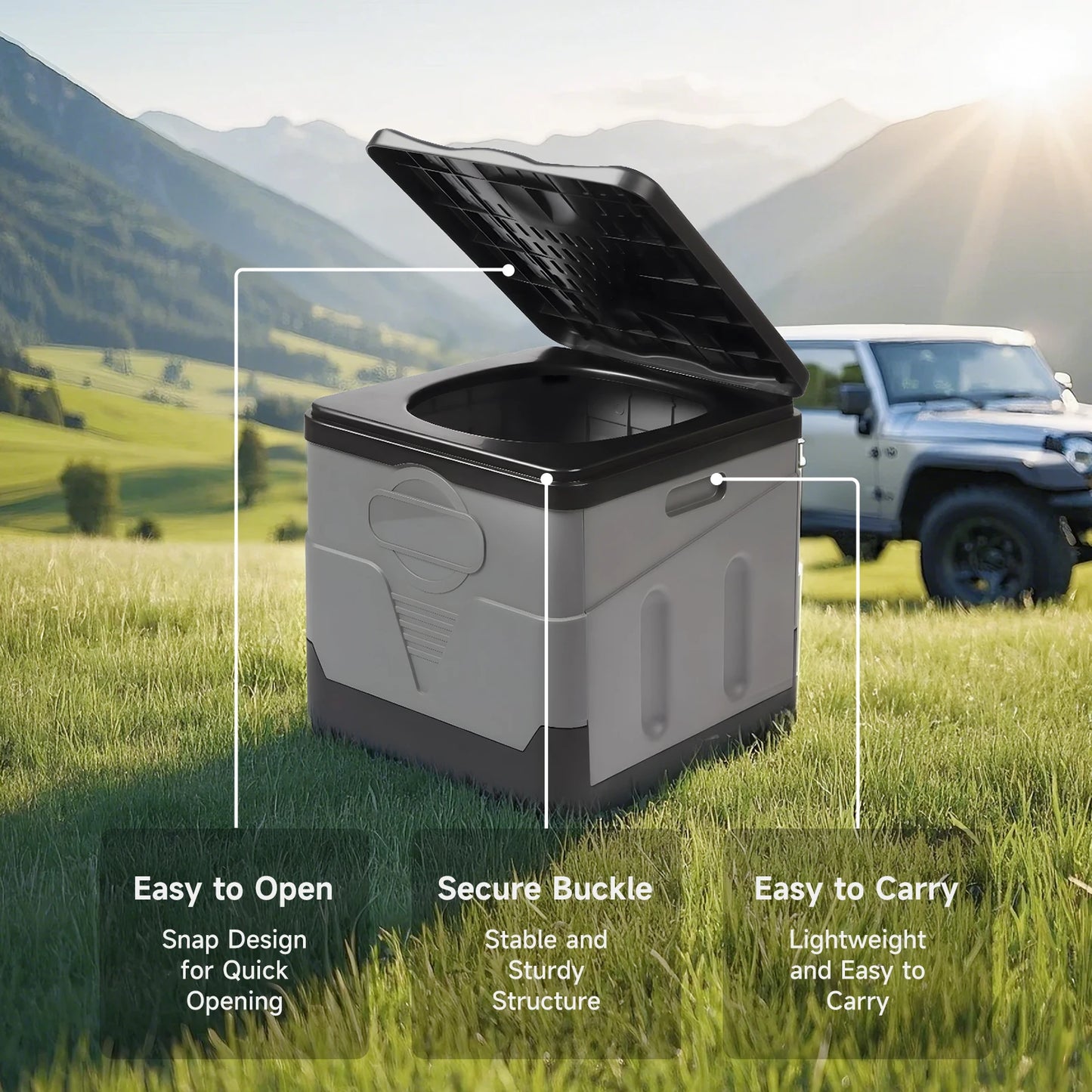 Camping Toilet, Portable Toilet for Adults, Portable Travel Folding Toilet with Lid and Paper Holder, Compact Potty for Car, Cam