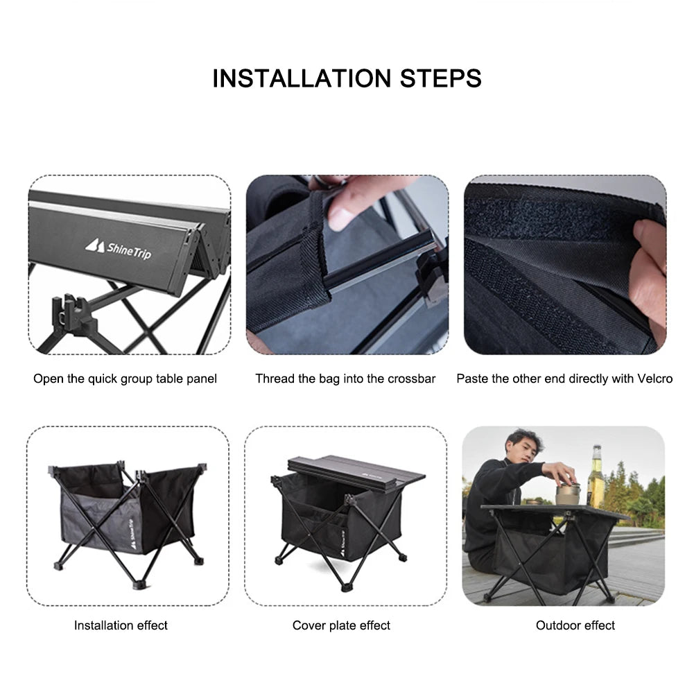 Outdoor Folding Table Sundry Storage Shelf Bag Waterproof Oxford Fabric Under Table Storage Bag For Camping Picnic Accessories